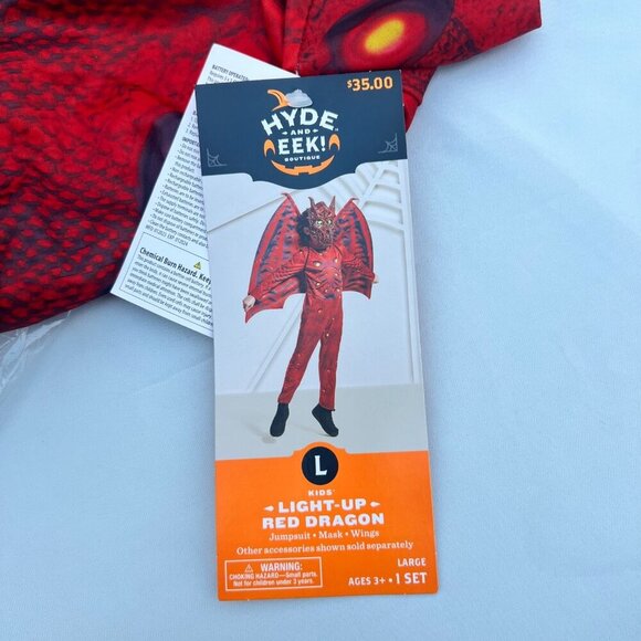 Light Up Red Dragon Kids Halloween Costume Size Kids Large - Picture 6 of 9